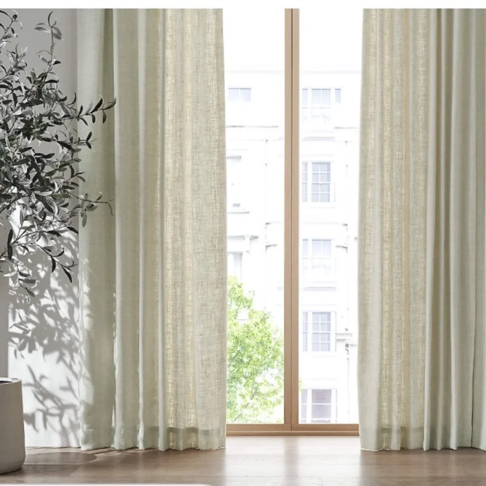 CRATE & BARREL ASHBERY TEXTURED DRAPERY PANEL SET OF 2 - 52 x 84